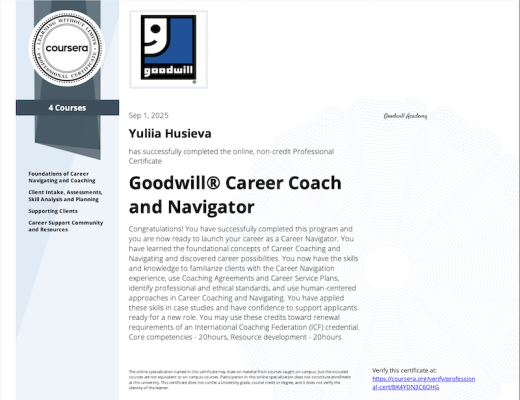 Goodwill career coach Yuliia Husieva